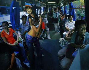 Peinture à l'huile contemporaine - Illusion dans Le Bus 2007