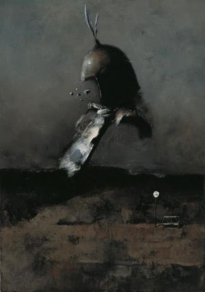 Peinture à l'huile contemporaine - Mort du guerrier