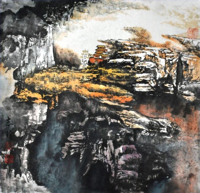Tang Zhizhen Art Chinois - Paysage de couleurs éclaboussantes