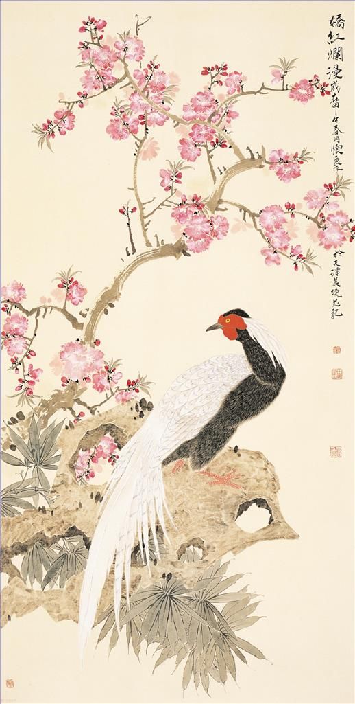 Tian Huailiang Art Chinois - Peinture de fleurs et d'oiseaux dans le style traditionnel chinois 2