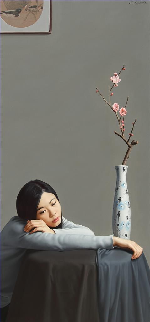 Wang Jun Peinture à l'huile - Boudoir Repinings Peach refleurit