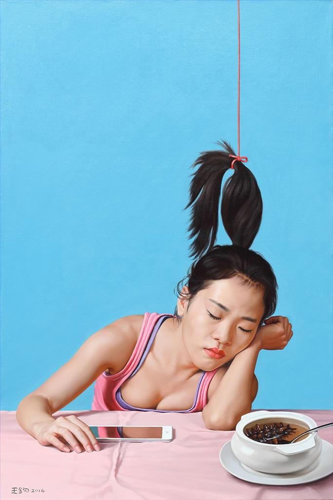Wang Jun Peinture à l'huile - Amusez-vous en chemin pour devenir un sage
