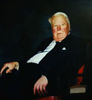 Peinture à l'huile contemporaine - Un portrait du regretté Premier ministre britannique Sir Edward Heath