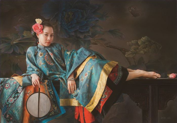 Wang Mingyue Peinture à l'huile - Papillon bleu