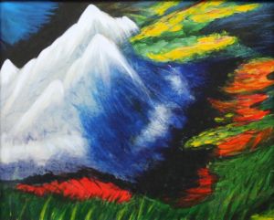 Peinture à l'huile contemporaine - Neige dans la montagne Helanshan