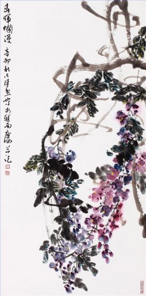 Wang Qingzhao œuvre - Peinture de fleurs et d'oiseaux dans un style traditionnel chinois