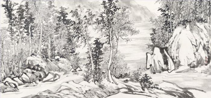Wang Shitao Art Chinois - Forêt sur la rivière