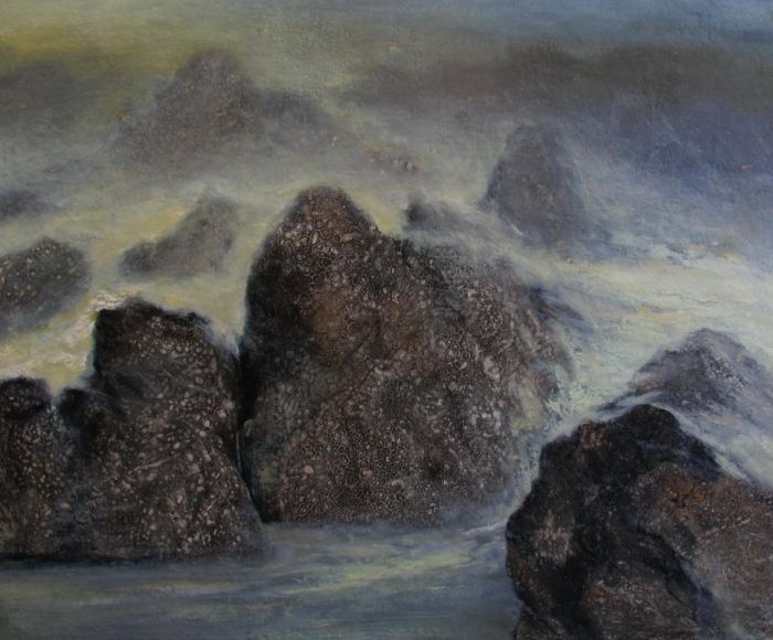 Wang Min Peinture à l'huile - Montagne Grise
