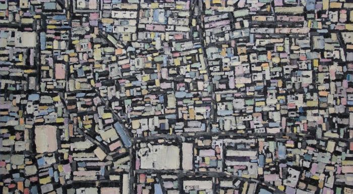 Wang Xiaoshuang Peinture à l'huile - Espace urbain