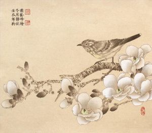 Wang Yifeng œuvre - Peinture de fleurs et d'oiseaux dans un style traditionnel chinois