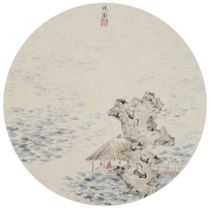 Wang Yuepeng Art Chinois - Une fête près de l’étang aux lotus