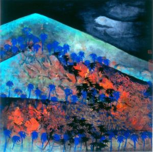 Wang Zuojun œuvre - Soirée dans une montagne