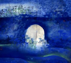Wang Zuojun œuvre - Clair de lune à travers la porte