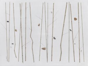 Peinture à l'huile contemporaine - Nature Morte Bambou
