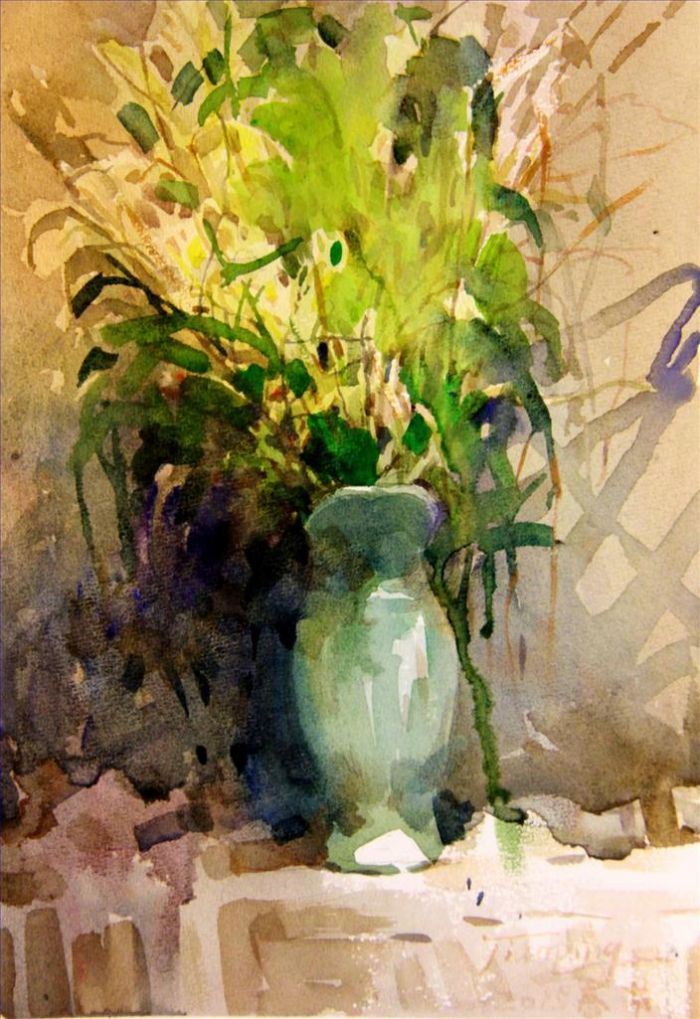 Wu Jianping Types de peintures - Un vase de fleurs
