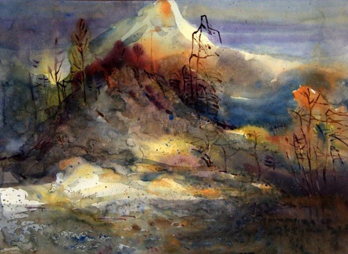 Wu Jianping Types de peintures - Soleil des montagnes isolées