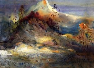 Tous les types de peintures contemporaines - Soleil des montagnes isolées