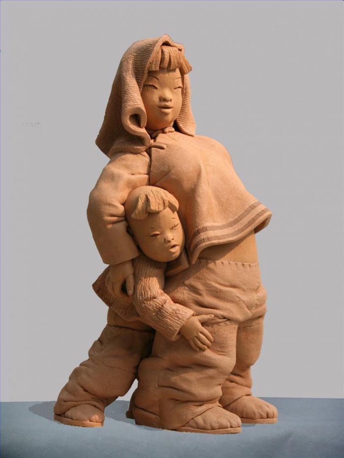 Xiao Xiaoqiu Sculpture - Mère et fille