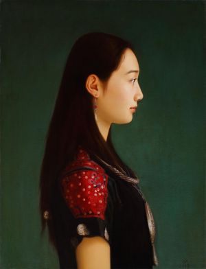 Peinture à l'huile contemporaine - Femme de nationalité Miao