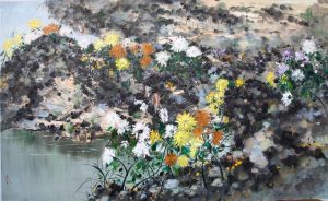 Peinture à l'huile contemporaine - Chrysanthème Indicum