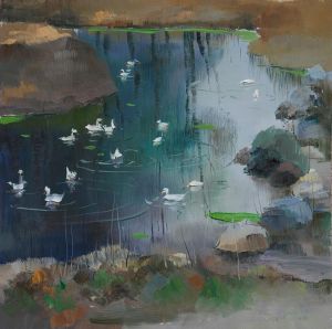 Xie Lantao œuvre - Le printemps se réchauffe dans le lac