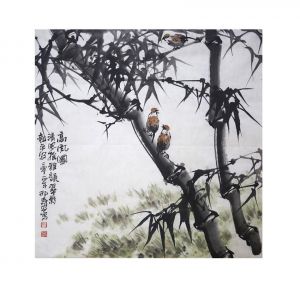 Art Chinois contemporaine - Bambou et moineau 2