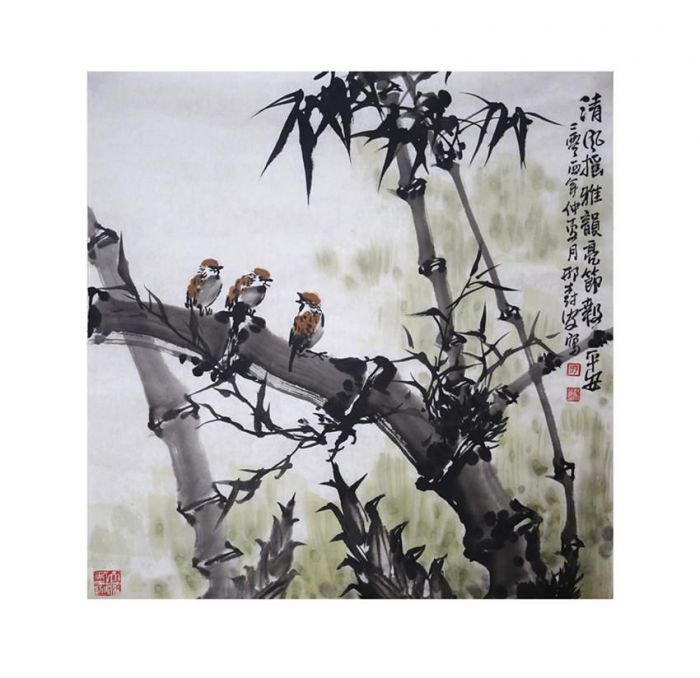 Xing Shu’an Art Chinois - Bambou et moineau