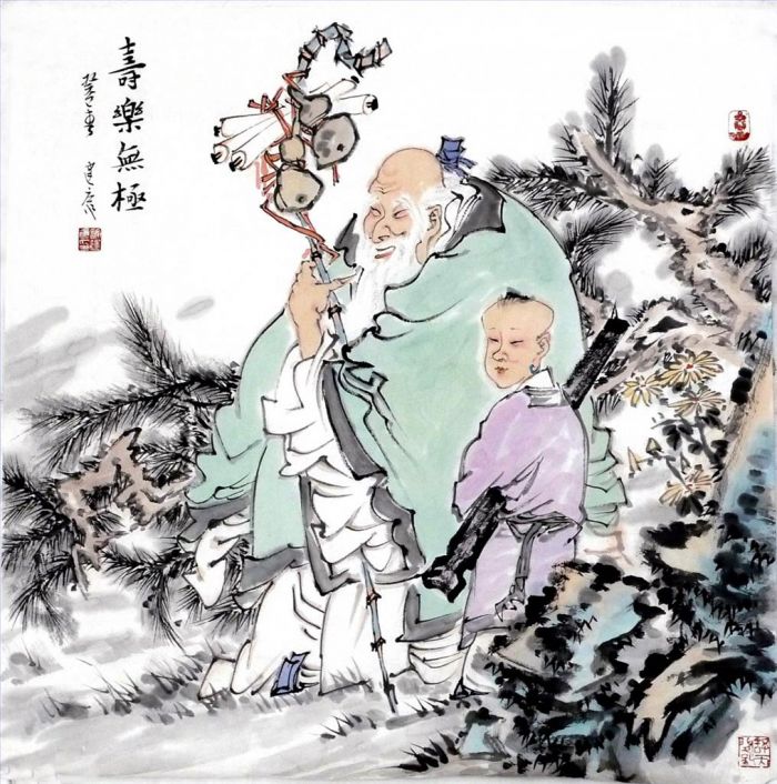 Xu Jiankang Art Chinois - Longue vie et bonheur