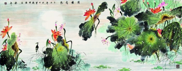 Xu Ping Art Chinois - Clair de lune sur l'étang de lotus