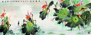 Art chinoises contemporaines - Clair de lune sur l'étang de lotus