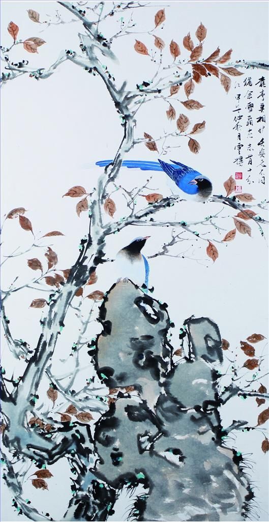 Xu Zhenfei Art Chinois - Peinture de fleurs et d'oiseaux dans le style traditionnel chinois 3