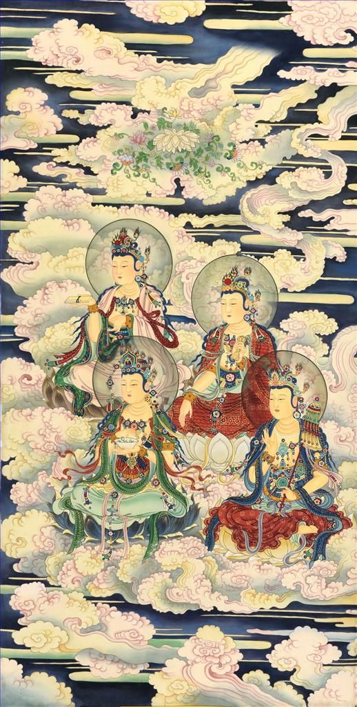 Xu Zisong Art Chinois - Quatre Bodhisattvas
