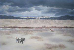 Peinture à l'huile contemporaine - Piano sacré à Zhongdian