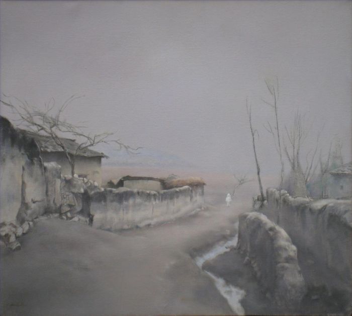 Yang Chunsheng Peinture à l'huile - L'entrée du village de Butuobazi