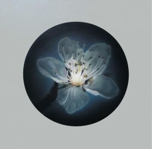 Peinture à l'huile contemporaine - Fleur de pêche