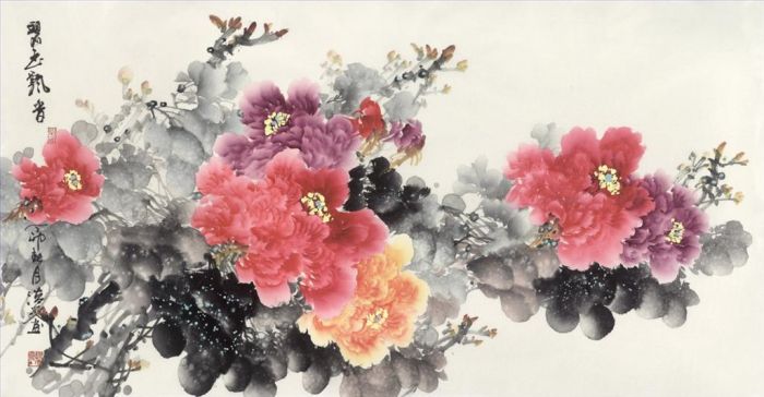 Yu Haoguang Art Chinois - Peinture de fleurs et d'oiseaux dans un style traditionnel chinois