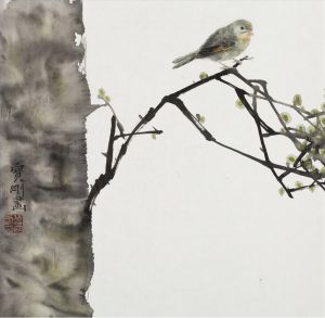 Zeng Baogang œuvre - Peinture de fleurs et d'oiseaux dans un style traditionnel chinois