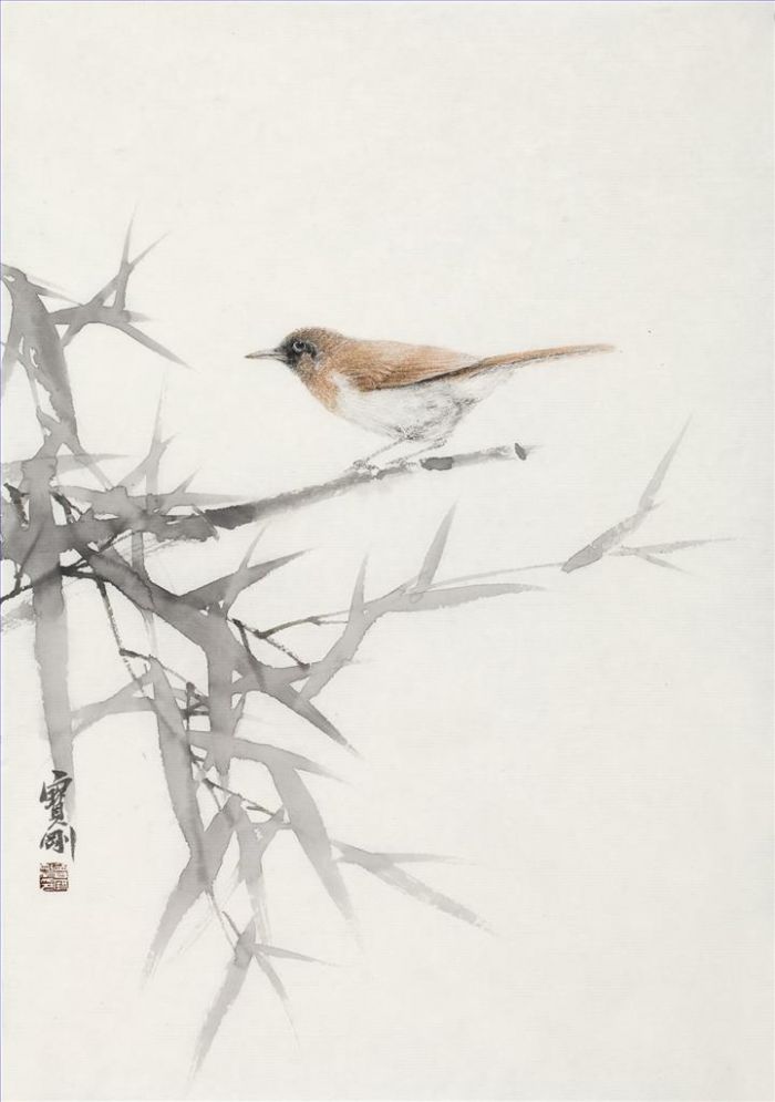 Zeng Baogang Art Chinois - Le charme de l'oiseau peint à l'encre