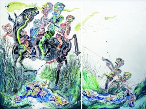 Peinture à l'huile contemporaine - Réveillez-vous d'un rêve par un cheval