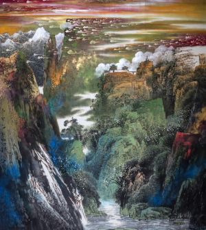 Zhang Beiyun œuvre - Lueur rouge sur la montagne
