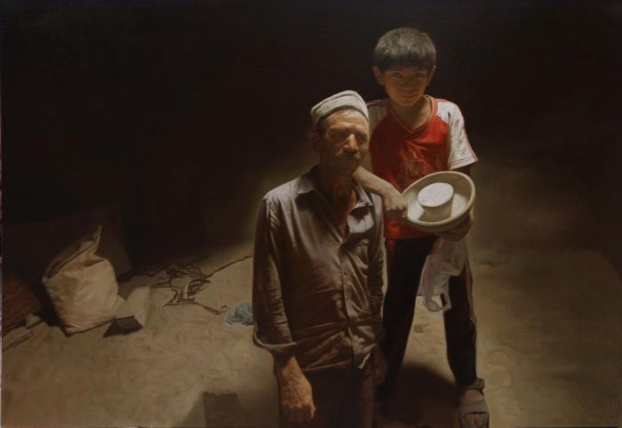 Zhang Hong Peinture à l'huile - Père et fils