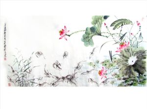 Zhang Naicheng œuvre - Peinture de fleurs et d'oiseaux dans un style traditionnel chinois