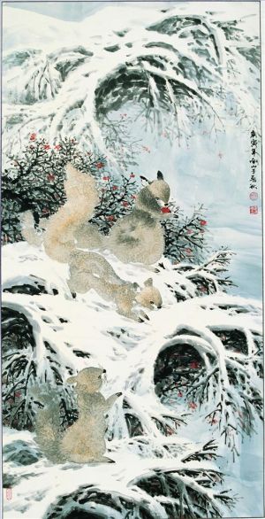 Zhao Chunqiu œuvre - Amusez-vous après la neige