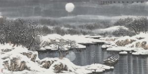 Tous les types de peintures contemporaines - Reposez-vous dans une nuit au clair de lune après la neige