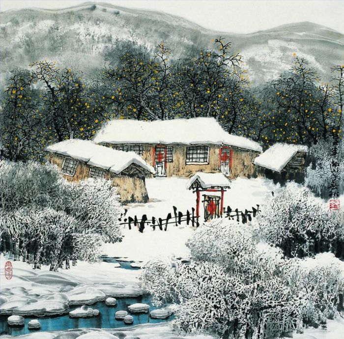 Zhao Chunqiu Types de peintures - Neige dans le village de Shizigou