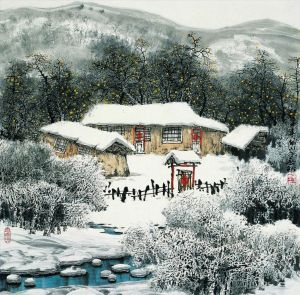 Zhao Chunqiu œuvre - Neige dans le village de Shizigou