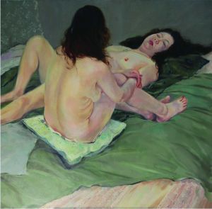 Peinture à l'huile contemporaine - Deux femmes nues 2
