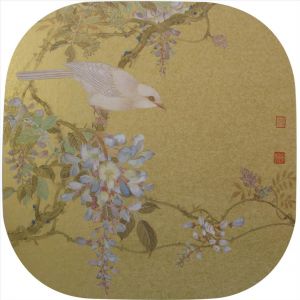 Art chinoises contemporaines - Peinture de fleurs et d'oiseaux dans un style traditionnel chinois