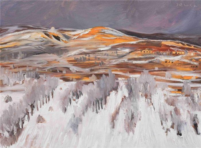 Zhao Zihou Peinture à l'huile - Hautes terres enneigées