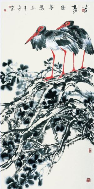 Zheng Guixi œuvre - Peinture de fleurs et d'oiseaux dans le style traditionnel chinois 3